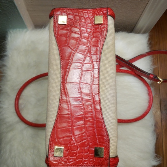 MICHAEL KORS canvas Red  Alligator skin style leat - Picture 3 of 8